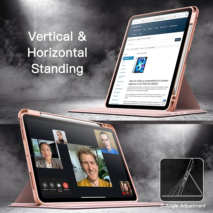JETech Rotating Case ONLY for iPad Air 11-Inch M4/M3/M2 (2026/2025/2024) iPad Air 5/4 (2022/2020 5th/4th Generation 10.9-Inch) 360 Degree Rotation Protective Stand Cover Clear Back (Black)