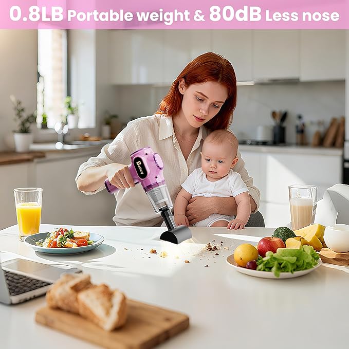 Women-Friendly Cordless Pink Car Vacuum Cleaner – 15000Pa Portable Mini Handheld Vacuum Cleaner, Effortlessly Handles Car,Office,Home & Pet Cleaning