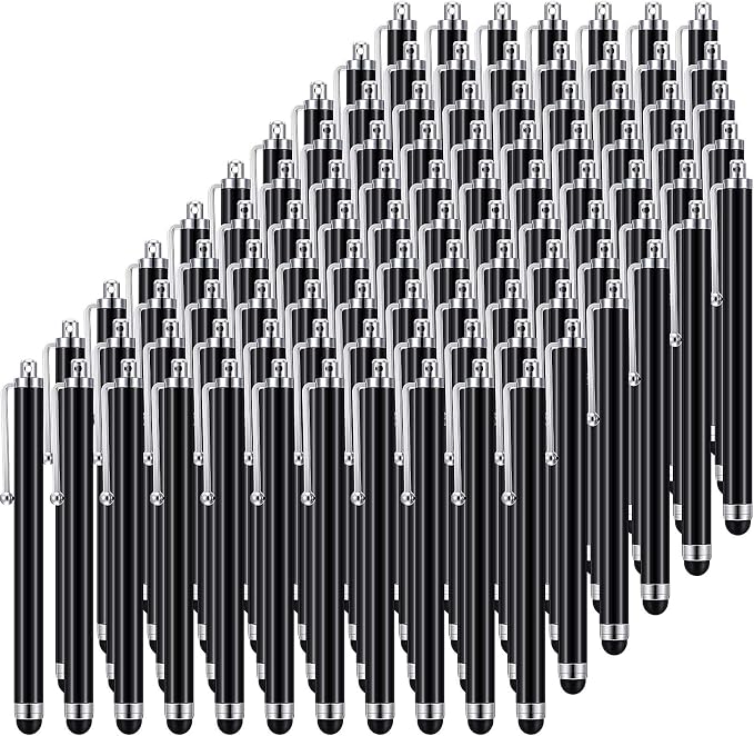 Outus Stylus Pen Set of 100 Universal Capacitive Stylus Compatible with Samsung Tablet Most Devices with Capacitive Touch Screen (Black)