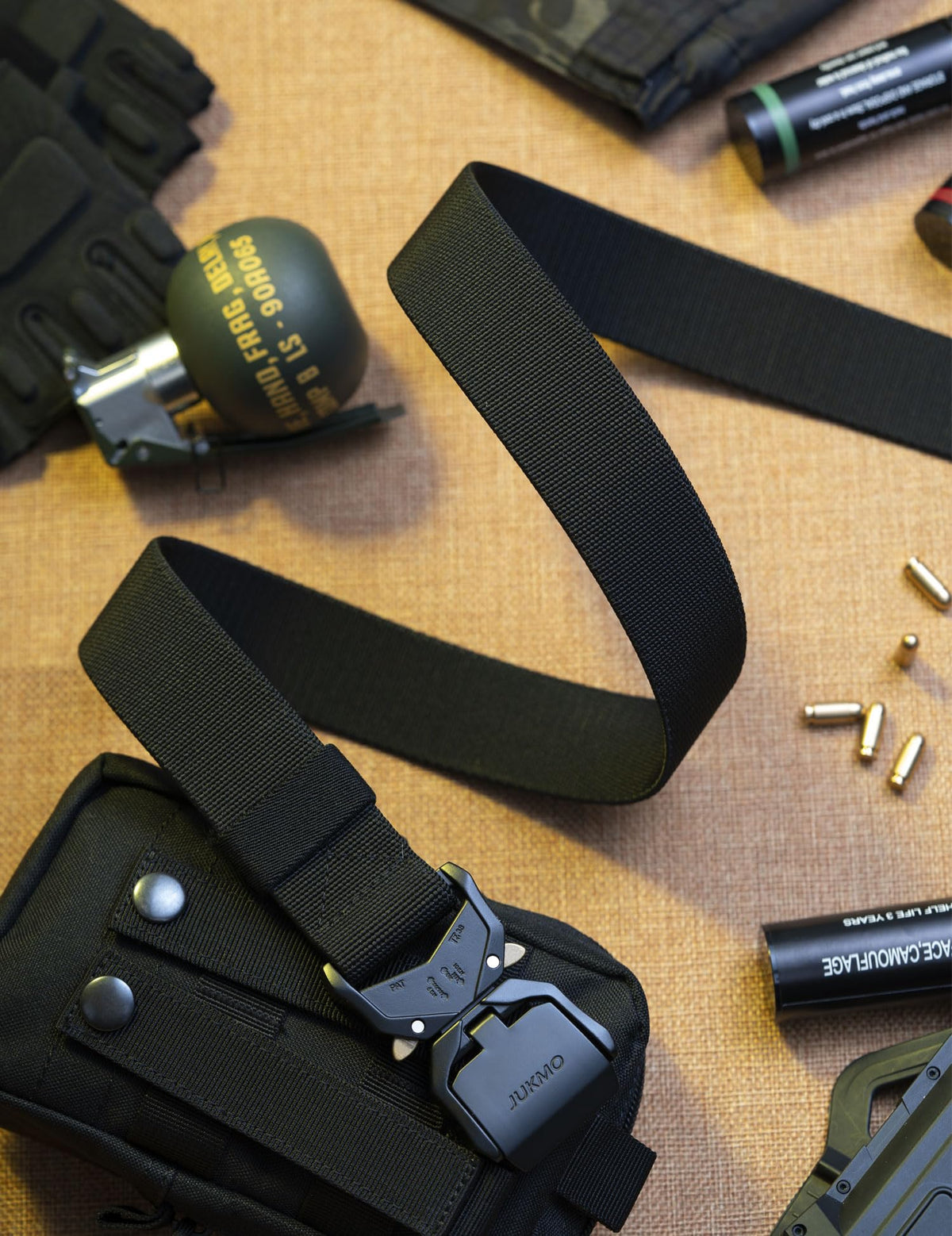JUKMO Tactical Belt, Military Hiking Rigger 1.5" Nylon Web Work Belt
