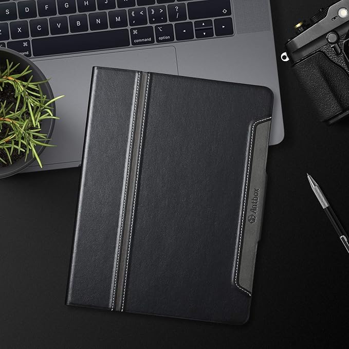 Antbox Case for iPad 9th Generation/iPad 8th/7th Generation 10.2'' Black | Built-in Pencil Holder Vegan Leather Auto Sleep/Wake