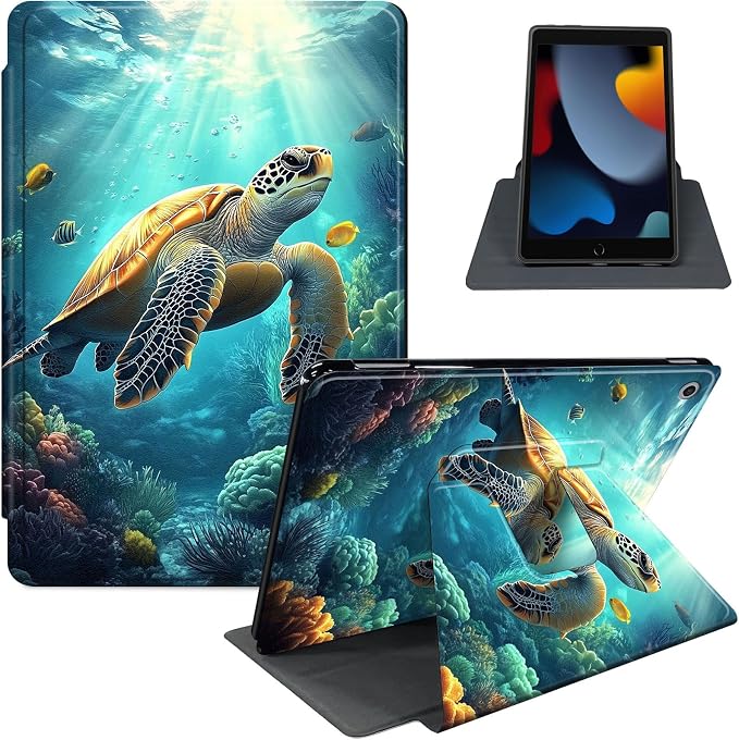 for iPad 11th Generation (A16 2025) 11 / iPad 10th Gen 10.9 2022 Case 360° Rotating PU Leather Stand Cover with Auto Sleep/Wake Shockproof TPU Backl Raccoon Perched