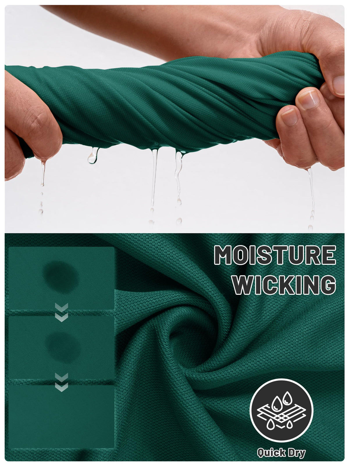 TACVASEN Mens Golf Shirt Dry Fit Mens Polo Shirts Short Sleeve Performance Golf Polos for Men with Collar Work Shirts Emerald Green, M
