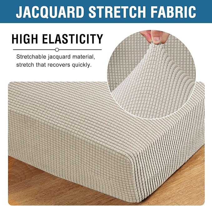 H.VERSAILTEX Super Stretch Individual Seat, Sofa Covers Couch , cushion covers Slipcover Sets Thick Jacquard Textured Twill Fabric (2 Piece Large Sofa cushion covers, Island Fossi)