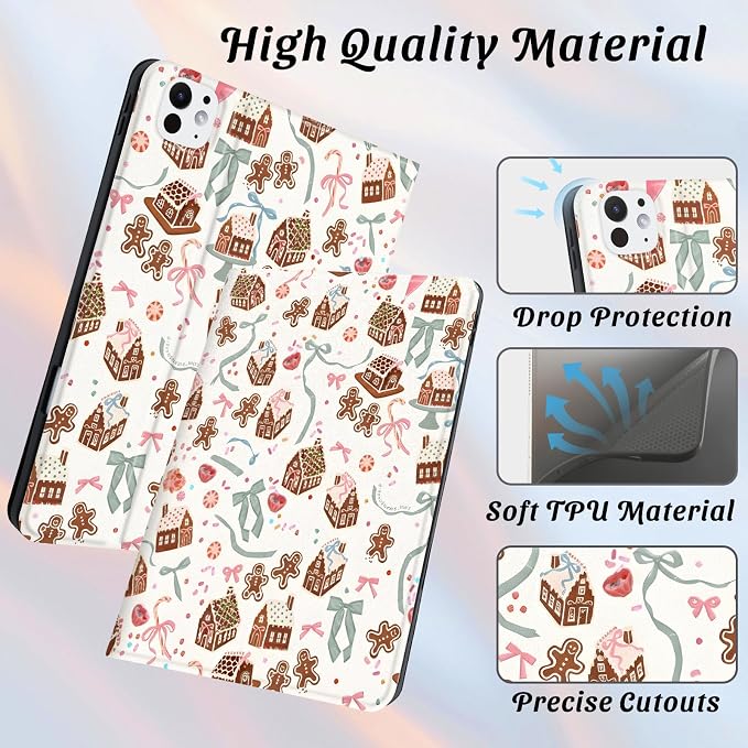 Cute Maple Bear Case for 10.2 iPad 2019/2020/2021(7th/8th/9th Gen) with Pencil Holder Auto Wake/Sleep Leather Soft TPU Back Cover for Women Girls