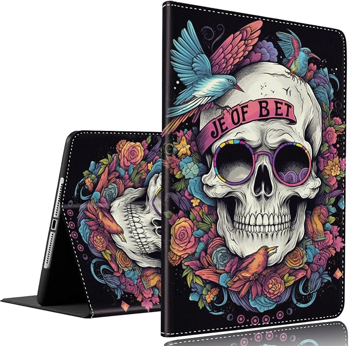 Vintage Floral Astronaut iPad 9th Gen Case - 10.2 Inch Standing Cover with Auto Sleep/Wake