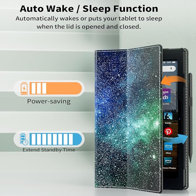 Case for Amazon Kindle Fire HD 10 Tablet (13th/11th Generation 2023/2021 Release) &amp Fire HD 10 Plus Tablet - Slim Folding Stand Folio Cover with Auto Wake/Sleep and Hand Strap Black