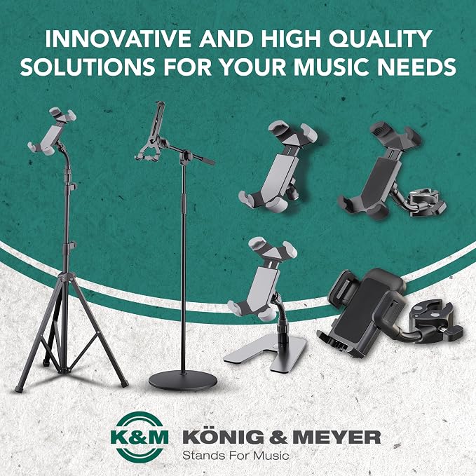 K&ampM Konig &amp Meyer Smartphone Holder | Black Phone Holder with Quick Release Button | Phone Stand with 360 Degrees Rotation | 0.21kg