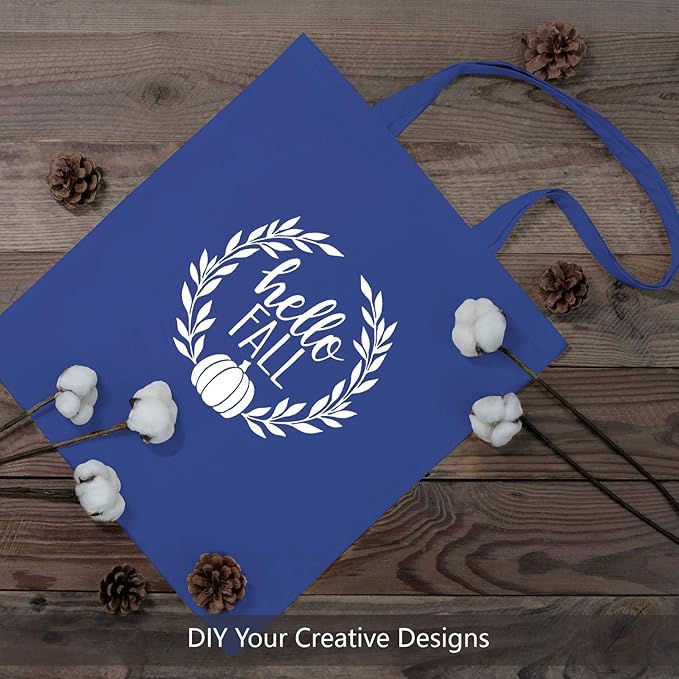 TOPDesign 24-Pack Economical 16"x15" Blue Cotton Tote Bag, Lightweight Medium Reusable Grocery Shopping Cloth Bags, Suitable for DIY, Advertising, Promotion, Gift, Activity