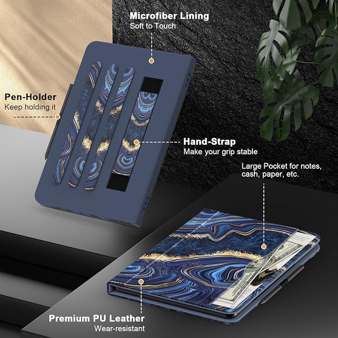 ZoneFoker for 10 Tablet Case (13th/11th Generation 2023/2021 Released) PU Leather Folio Cover with Multi-Angle Stand/Pen Holder Auto Wake/Sleep for 10/10 Plus Black+Black