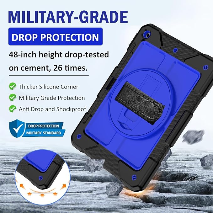 BMOUO for iPad 9th/8th/7th Generation Case 10.2 Black | Shockproof Rotating Stand Shoulder Hand Strap iPad 9th/8th/7th Generation Case with Pen Holder for iPad 10.2“ 2021/2020/2019