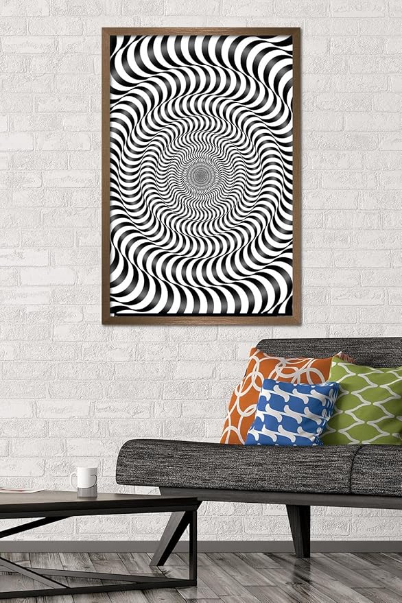 Trends International Zebra Stripe Optical Illusion Wall Poster, 22.375" x 34", Bronze Framed Version