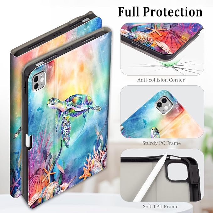 Lokigo Rotating Case for iPad Air 11 Inch M4/M3/M2 (2026/2025/2024) iPad Air 5th/4th Generation Case(2022/2020) iPad Pro 11 Inch 4th/3rd/2nd/1st Generation Cover 2022/2021/2020/2018 Turtle