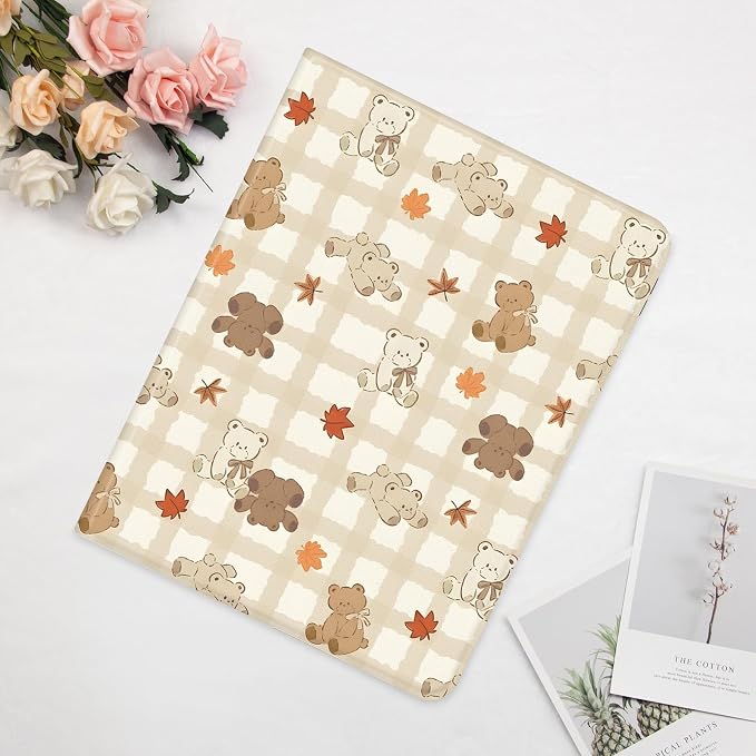 Cute Maple Bear Case for 10.2 iPad 2019/2020/2021(7th/8th/9th Gen) with Pencil Holder Auto Wake/Sleep Leather Soft TPU Back Cover for Women Girls