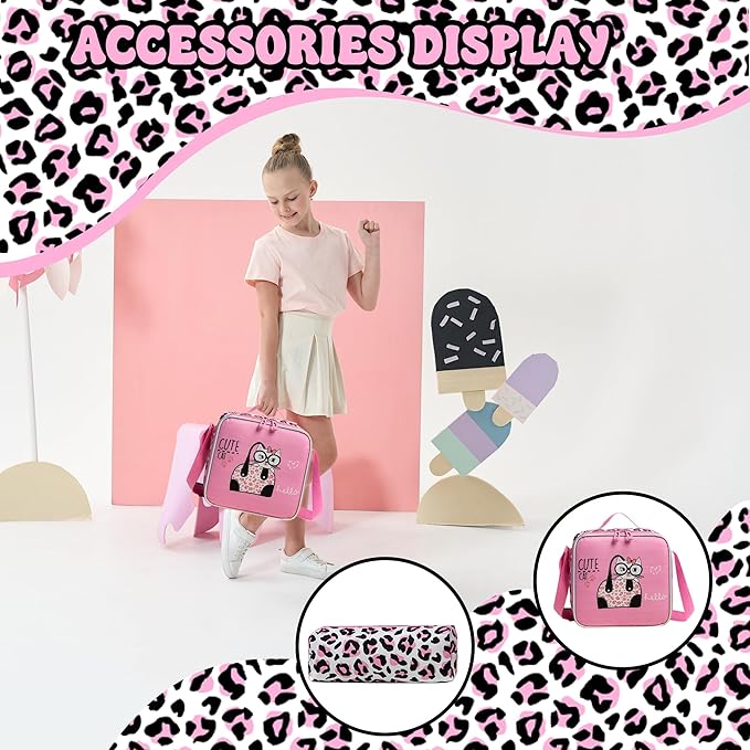 Backpack for Girls Backpack 10-12 Years Old Kids Backpacks for Girls Leopard Aesthetic Backpacks for Elementary Teens Girl Back to School