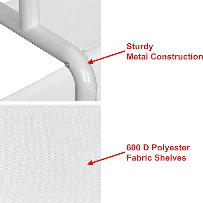 Simple Houseware 52-Inch Freestanding Closet Garment Rack with Storage Shelves and Coat/Hat Hooks, White