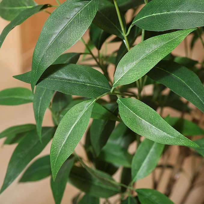 Artificial Eucalyptus Tree，5FT UV Resistant Fake Outdoor Plants,Artificial Plants Indoor with White Planter,Silk Leaves,Faux Tree for Home Decor Floor Porch Liveing Room