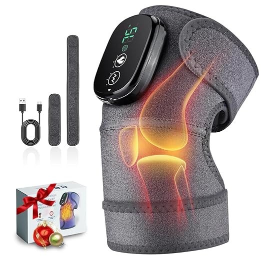 NORTHERN BROTHERS Heated Knee Massager - Knee Massager with 3 Vibration Modes and 3 Heat Levels, Gifts for Women Men, Cordless Portable, Travel and Workout Relaxing
