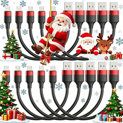 10 Pack Short Micro USB Cable 1ft Bulk 12 inch Micro USB Cable Pack Durable USB 2.0 Android Charger Cords for Charging Stations Samsung Galaxy S6 S7 J7 Note 5 LG Kindle Fire Sony PS4 TV Sticks
