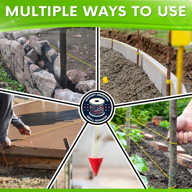 Yellow String Line Level - #18 Nylon String - 1000 Ft Length - Yellow Twine for Mason Line, Construction, Gardening, Leveling