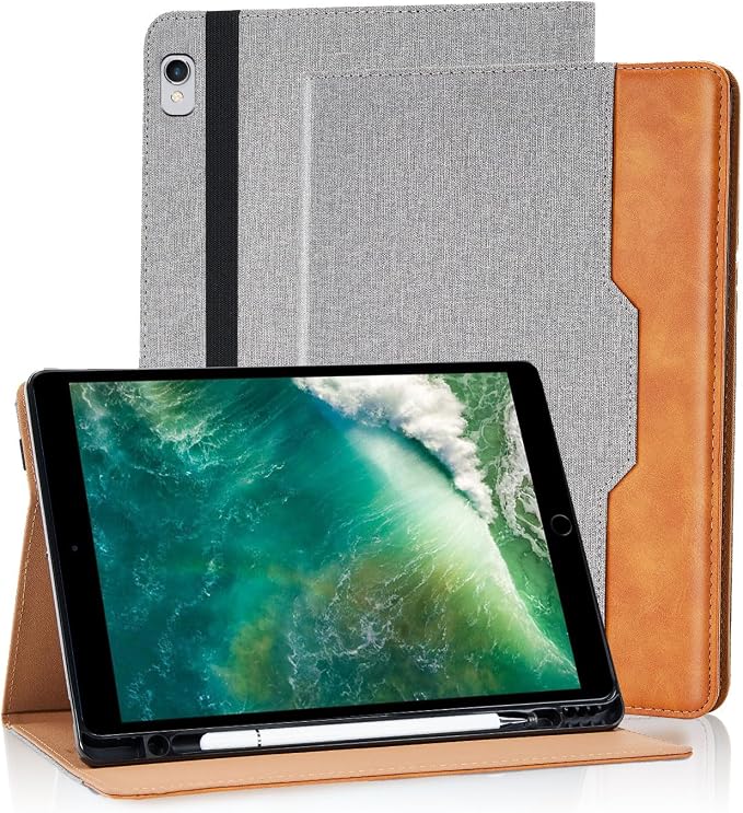 Case for iPad 9th / 8th / 7th Generation (2021/2020/2019) 10.2 Inch Premium Leather Flip Cover Multi-Angle Viewing Stand with Hand Strap Auto Wake Sleep for iPad 10.2Black