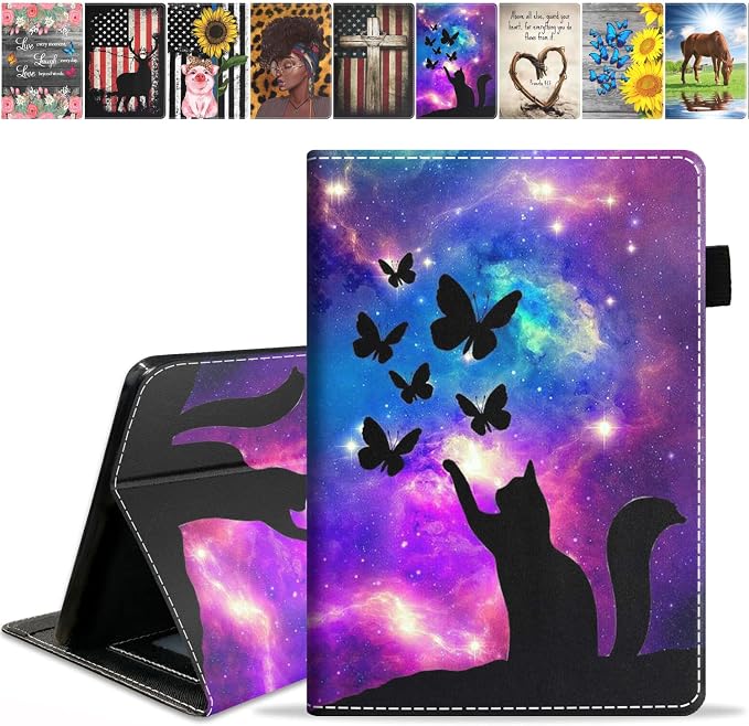 Case for All-New Amazon Kindle Fire 7 Tablet (7 Display 12th Generation 2022 Release) Premium PU Leather Stand Cover with Smart Auto Wake American Flag and Cross
