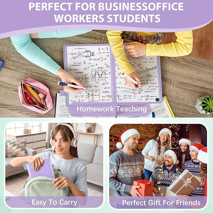 6 Sides Dry Erase Notebook Portable Whiteboards Notebook 9"x6"(a5) Small Reusable Whiteboard Notepad Foldable Anti-ghosting Surface, Travel White Board for Office Study Meeting Planning