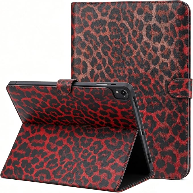 Case for iPad A16 11th Generation 11 Inch 2025 iPad 10th Generation 10.9 Inch 2022 Built-in Pencil Holder Heavy Duty Shockproof Smart Auto Sleep/Wake Leopard Print Folio Protective Cover (Dark Brown)