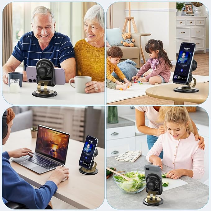 Phone Stand with Speaker with Bluetooth 5.3Phone Stand with Remote Control &amp Adjustable Height/AngleNon-Slip Silicone BasePortable for Home/Office/OutdoorGifts for Men Women Teens Parents