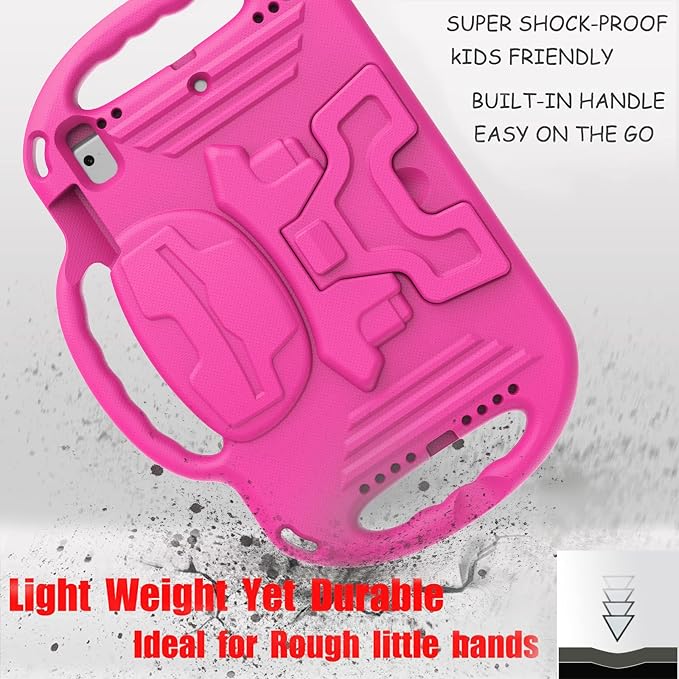 LTROP Kids Case for iPad 5th/6th Generation (2017/2018) &amp Air 2 Shoulder Strap Handle Stand Shockproof Bumper Cute Kid Case for iPad 9.7 Inch Black