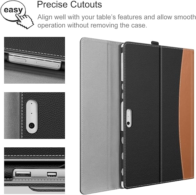 Fintie Case for 12.3 Inch Microsoft Surface Pro 7 Plus Surface Pro 7/6/5/4/3 - Portfolio Business Cover with Pocket Compatible with Type Cover Keyboard Black