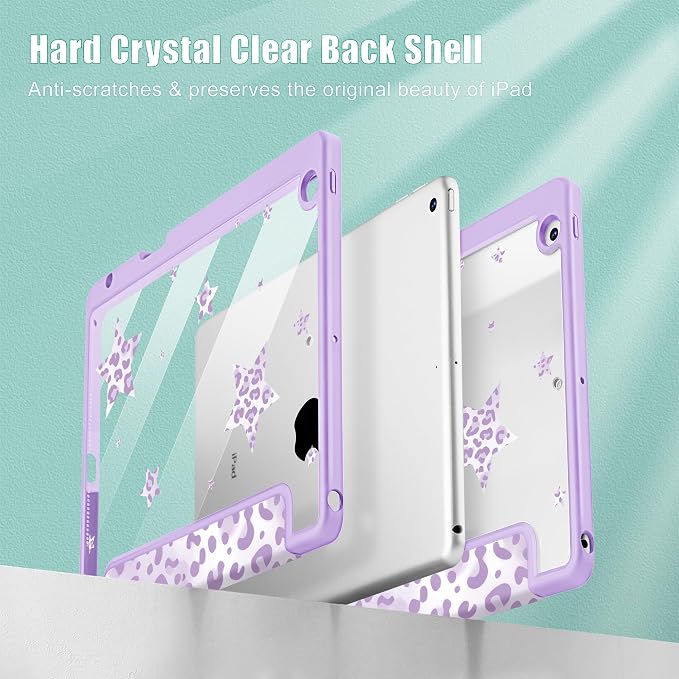 Tuiklol for iPad 10.2 inch 9th / 8th / 7th Gen 2021 2020 2019 Release Case | Built in Pencil Holder - TPU Protection Trifold Stand Stand Clear Back Tablet Cover With Auto Wake/Sleep Blue berries