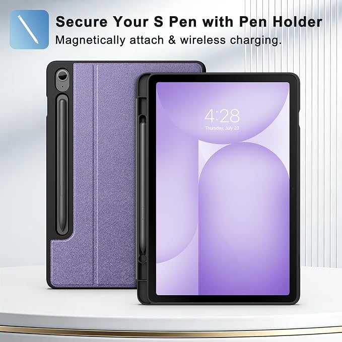 Supveco Case for Samsung Galaxy Tab S10 Fe / S10 Lite / S9 FE 10.9-Inch | Premium Folio Stand Soft TPU Protective Cover with S Pen Holder Multi-Angle Viewing &amp Auto Wake/SleepNotebook