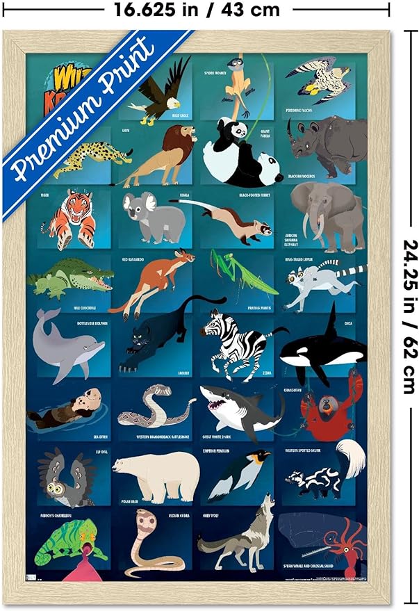 Wild Kratts - Grid Wall Poster, 22.4L" x 14.7W", Blonde Framed Version