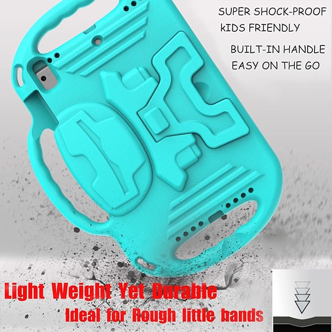 LTROP Kids Case for iPad 5th/6th Generation (2017/2018) &amp Air 2 Shoulder Strap Handle Stand Shockproof Bumper Cute Kid Case for iPad 9.7 Inch Black