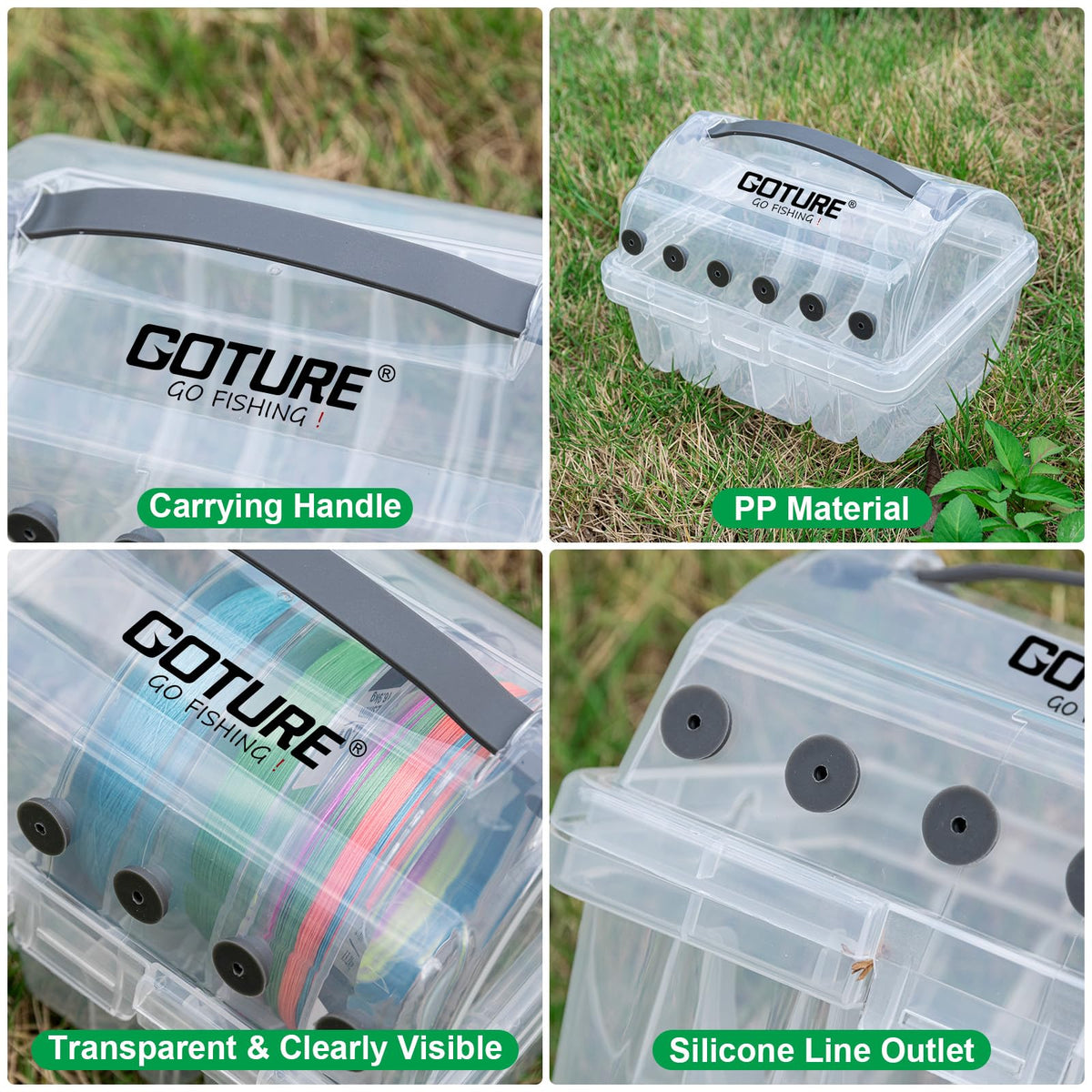 Goture Anti-Tangle Fishing Line Storage Box, 6 Slots (2 Large+4 Standard)