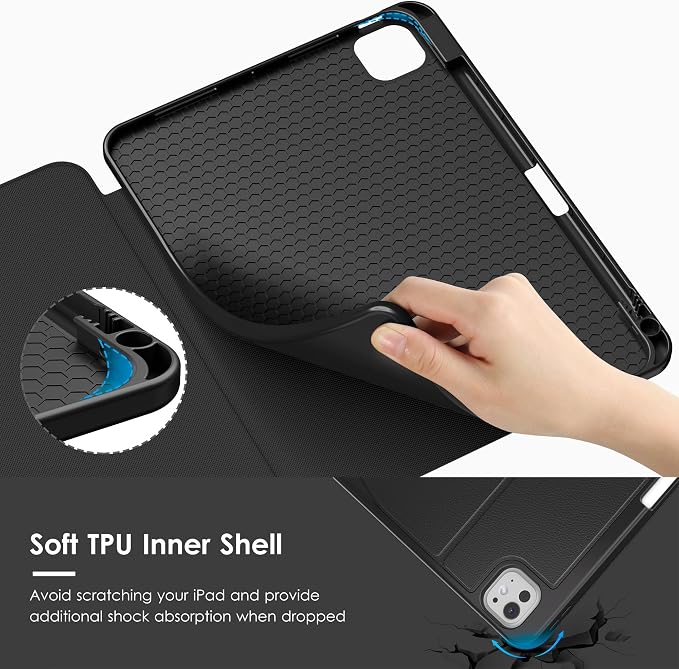 VIKESI Case for iPad Pro 11 inch (M5/M4) 2025/2024Multiple Angles Magnetic Stand CoverShockproof BackPencil Holderand Auto Sleep/WakeBlack