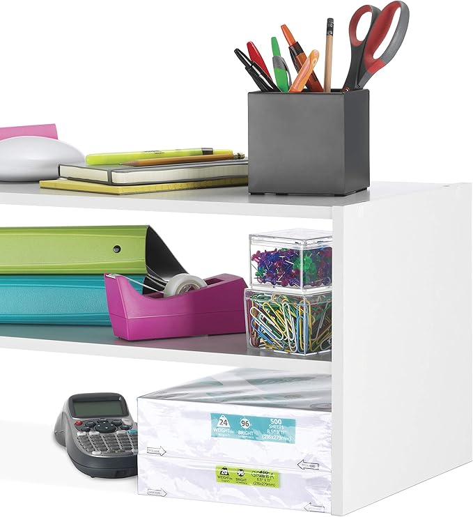 Whitmor Stackable 31" Extra Wide 2-Shelf Storage Organizer, White
