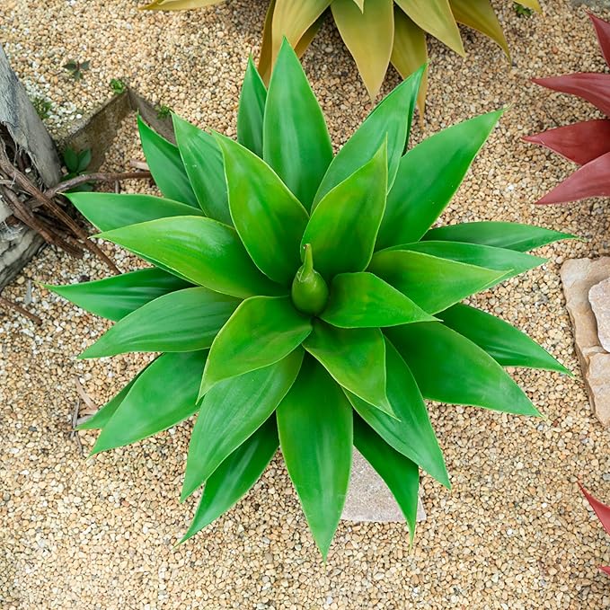 Fake Plants Artificial Agave Plants Indoor, UV Resistant Fake Agave Planters Outdoor Decorating.Artificial Plants for Outdoors Decor(1Pack,22') Spring Decorations for Home
