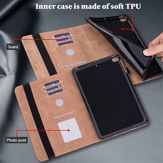 Case for iPad (A16) 11th Generation 11 Inch 2025 iPad 10th Generation 10.9 inch 2022 Auto Wake/Sleep Pencil Holder Flip Wallet Leather Cover Bicolor Marble