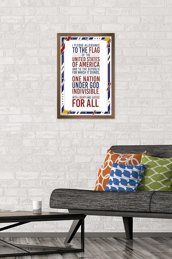 Trends International The United States Of America - Pledge Of Allegiance Wall Poster, 14.725" x 22.375", Bronze Framed Version