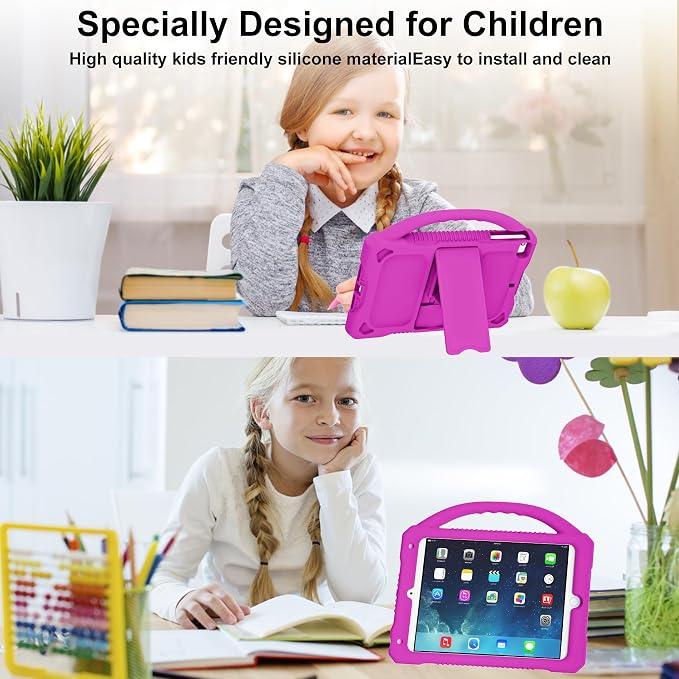 Kids Case for iPad mini 5 4 3 2 1Shockproof Protective Silicone Cover for Apple 7.9 inch Kids iPad mini/Mini 2/Mini 3/Mini 4/Mini 5 Case with Stand Handle (Blue)