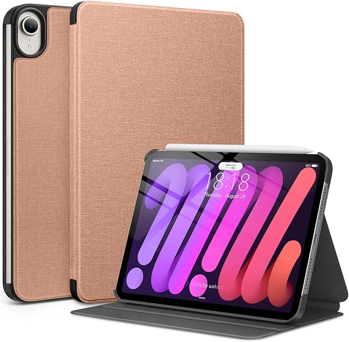 DTTO Case for iPad mini 7 (A17 Pro) 2024 iPad mini 6th Generation 2021 Fabric Texture Hard Back Cover iPad mini 7/6 Case 8.3 Inch with Auto Wake/Sleep Support Apple Pencil Charging Light Blue