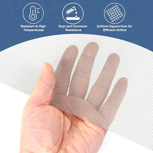 uxcell 20 Mesh 79" x 12" Woven Wire Mesh, 304 Stainless Steel Air Vent Filter