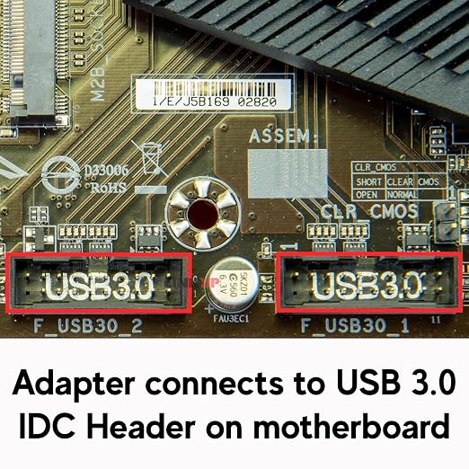 LINKUP USB 3.2 Gen2 Internal Adapter | 20-Pin Header to USB-A | 10Gbps male to female for PC front panel