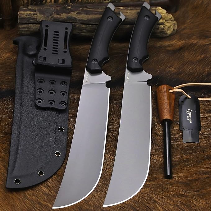 BA-KOR 14.1-inch full tang (9CR18MOV) Survival Machete + K-type sheath and 5.9-inch cerium-powered igniter. Suitable for outdoor hunting, camping, obstacle clearance, barbecuing, fishing, kitchen cutting for daily carry (EDC), and as a gift.