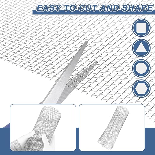uxcell 6 Mesh 118" x 10" Woven Wire Mesh, 316 Stainless Steel Air Vent Filter