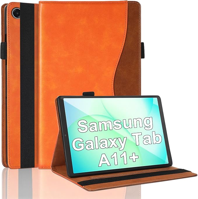 Case for Samsung Galaxy Tab A11 Plus 11 Inch 2025 Released (Model: SM-X310/SM-X315/SM-X236) Bussiness PU Leather Cover Flip Stand with Elastic Band &amp Card Holder-Brown