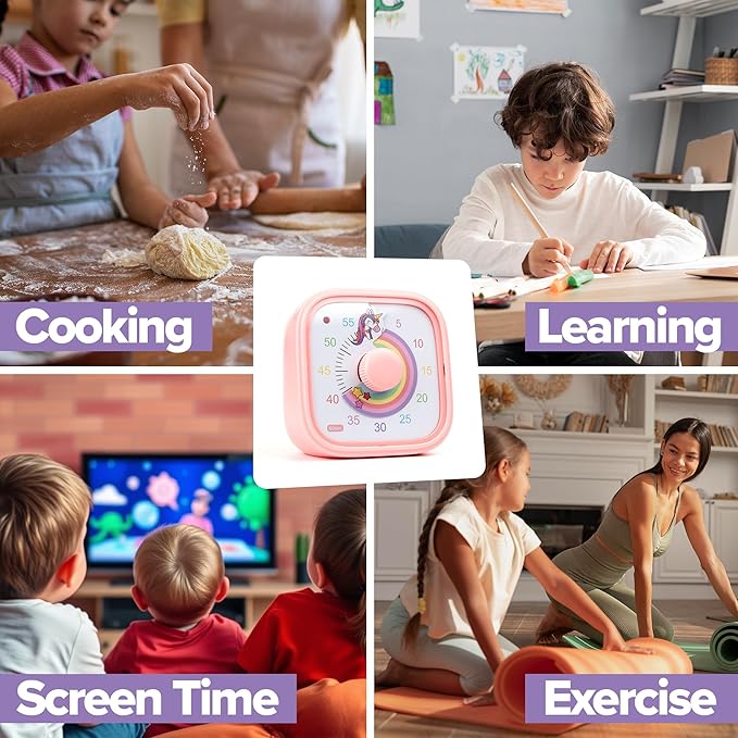 Visual Timer for Kids – Rainbow Ride Clock - Silent Time Management – 60 Minute Countdown – Focus and Productivity Tool – for Classroom, Toddlers, Study, Toothbrush – Fun Design – Adjustable Alarms