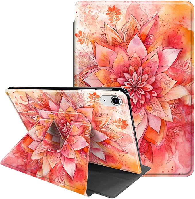 for iPad 9th Generation Case (2021)/8th Gen (2020)/ 7th Gen (2019) 10.2 Inch-360 Degree Rotating Multi-Angle Viewing Protective Cover with Auto Sleep/Wake-Art Mandala Flower